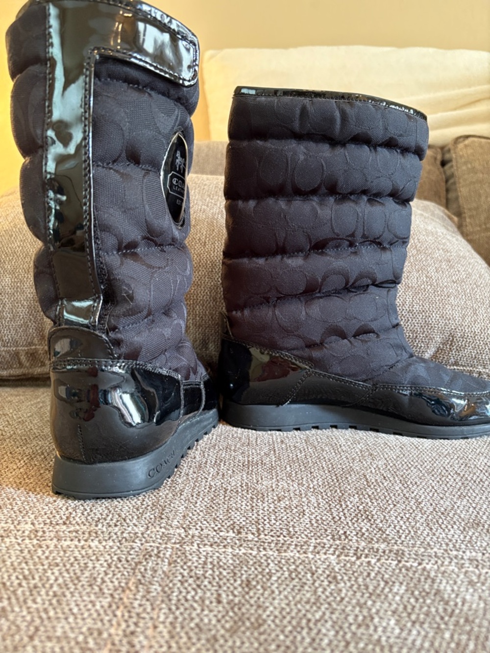 Coach Black Quilted Logo Mid-Calf Boots - Picture 4 of 7